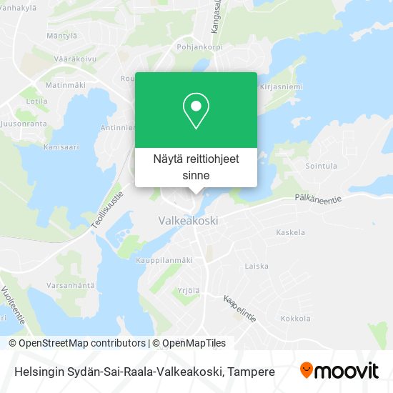 Helsingin Sydän-Sai-Raala-Valkeakoski kartta