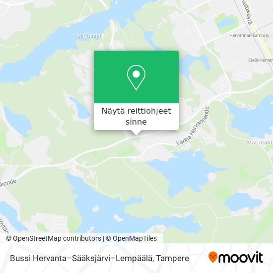 Bussi Hervanta–Sääksjärvi–Lempäälä kartta
