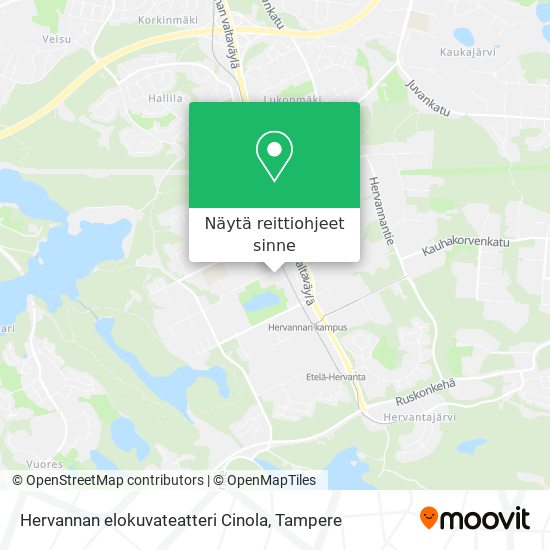 Hervannan elokuvateatteri Cinola kartta