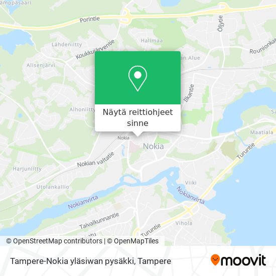 Tampere-Nokia yläsiwan pysäkki kartta