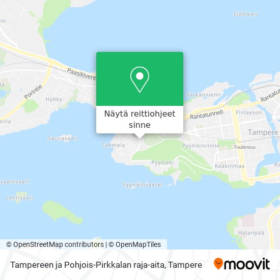 Tampereen ja Pohjois-Pirkkalan raja-aita kartta