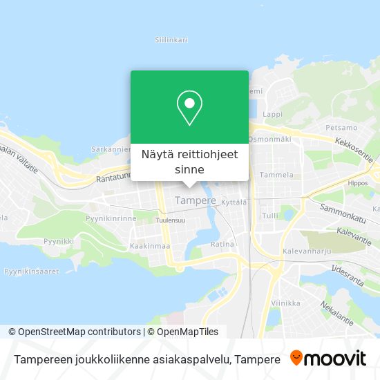 Tampereen joukkoliikenne asiakaspalvelu kartta