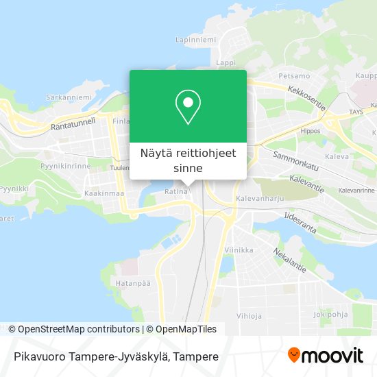 Pikavuoro Tampere-Jyväskylä kartta