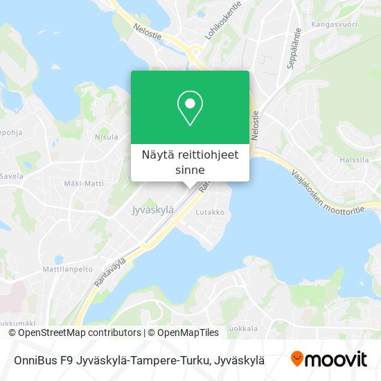OnniBus F9 Jyväskylä-Tampere-Turku kartta