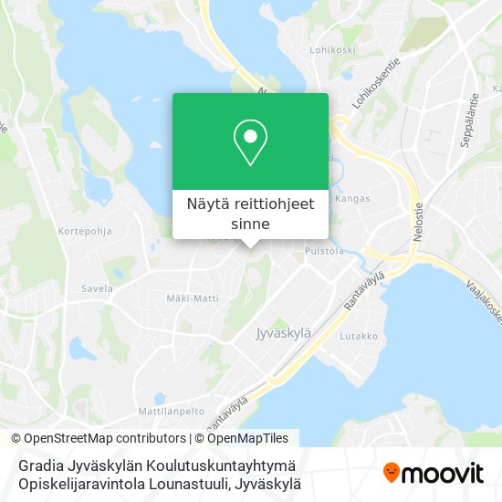 Gradia Jyväskylän Koulutuskuntayhtymä Opiskelijaravintola Lounastuuli kartta