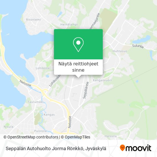 Seppälän Autohuolto Jorma Rönkkö kartta