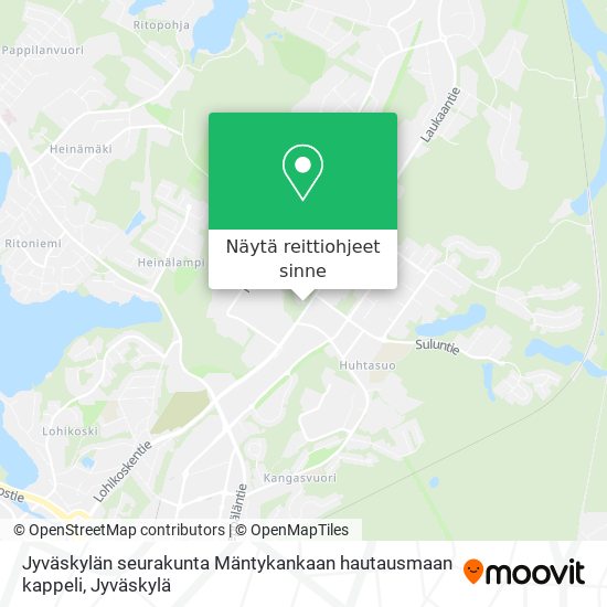 Jyväskylän seurakunta Mäntykankaan hautausmaan kappeli kartta