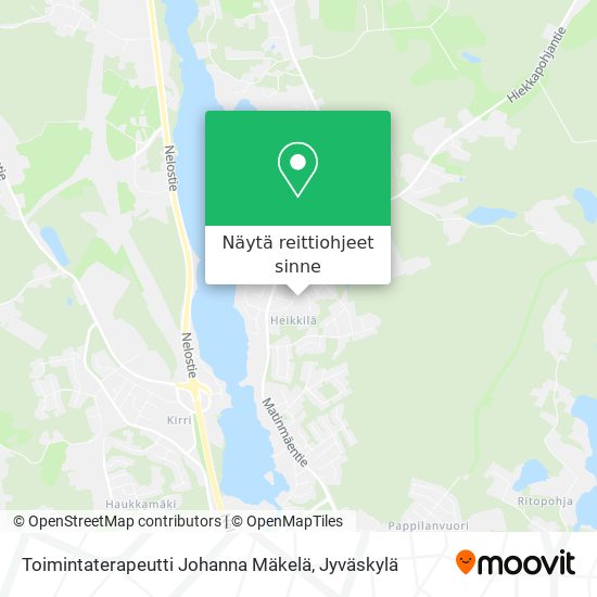 Toimintaterapeutti Johanna Mäkelä kartta