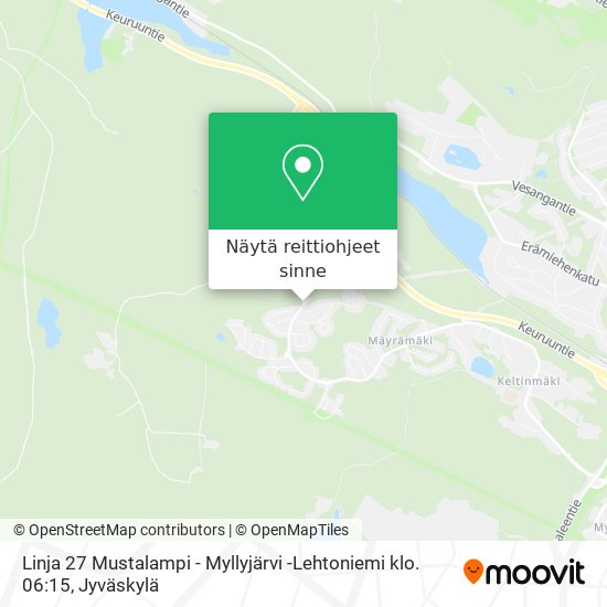 Linja 27 Mustalampi - Myllyjärvi -Lehtoniemi klo. 06:15 kartta