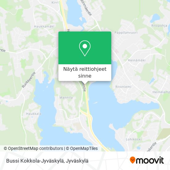 Bussi Kokkola-Jyväskylä kartta
