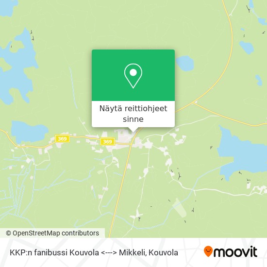 KKP:n fanibussi Kouvola <---> Mikkeli kartta