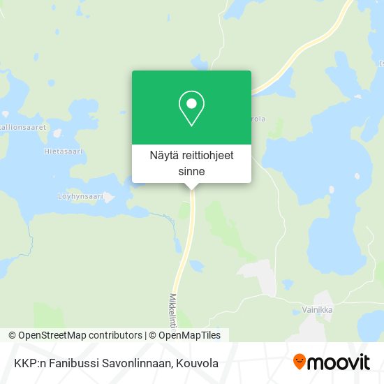 KKP:n Fanibussi Savonlinnaan kartta