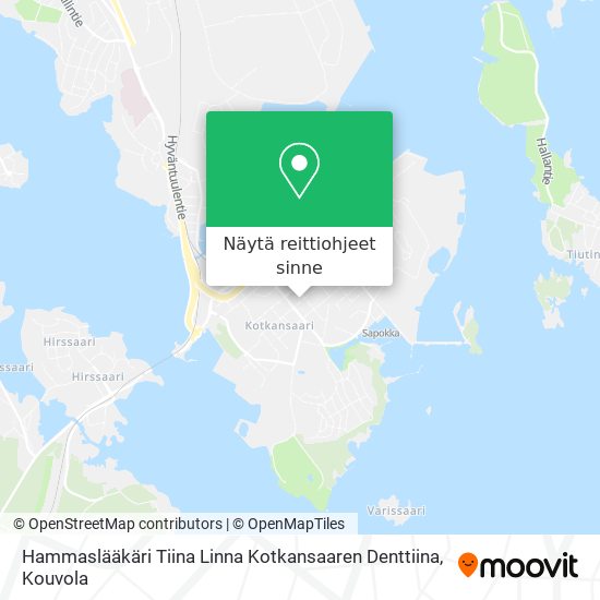 Hammaslääkäri Tiina Linna Kotkansaaren Denttiina kartta