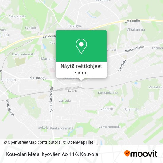 Kouvolan Metallityöväen Ao 116 kartta