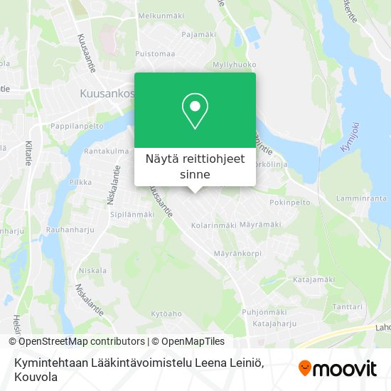 Kymintehtaan Lääkintävoimistelu Leena Leiniö kartta