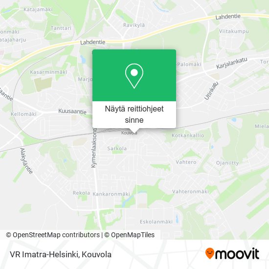 VR Imatra-Helsinki kartta