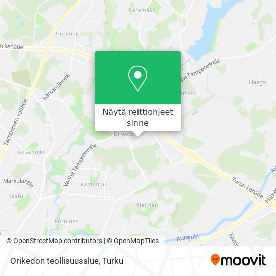 Orikedon teollisuusalue kartta