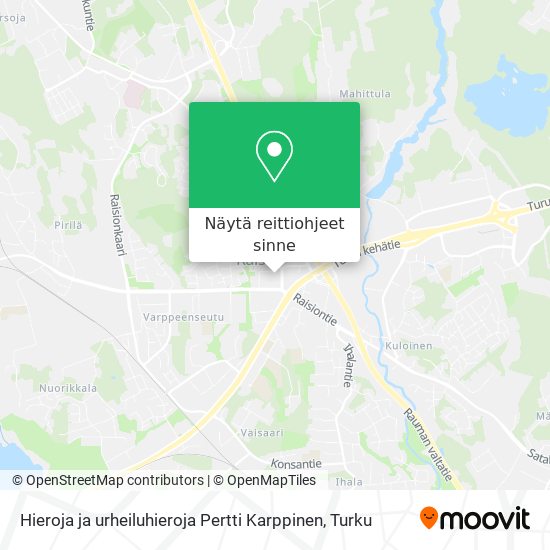 Hieroja ja urheiluhieroja Pertti Karppinen kartta