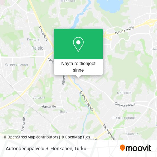 Autonpesupalvelu S. Honkanen kartta
