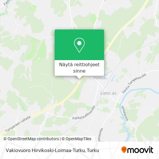 Vakiovuoro Hirvikoski-Loimaa-Turku kartta
