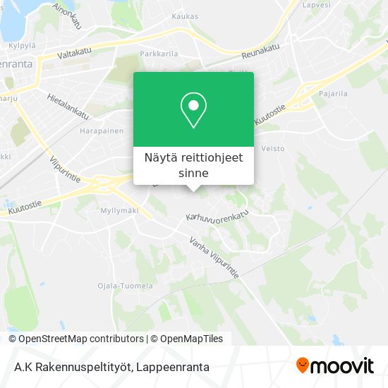 A.K Rakennuspeltityöt kartta
