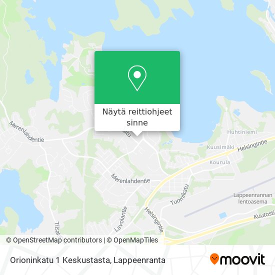 Orioninkatu 1 Keskustasta kartta