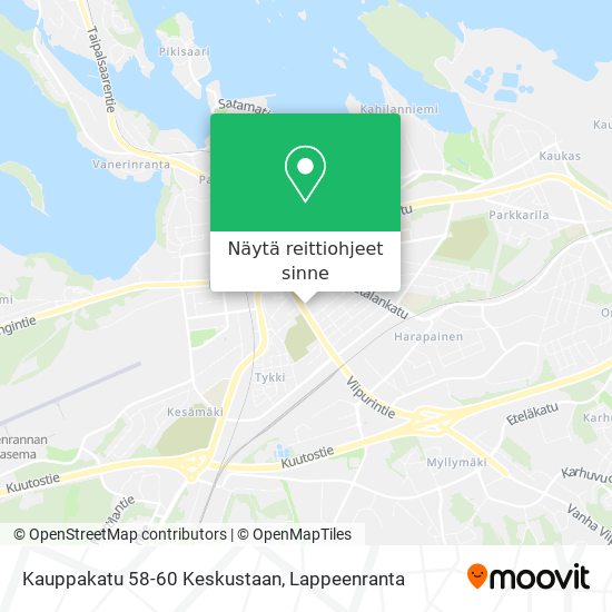 Kauppakatu 58-60 Keskustaan kartta