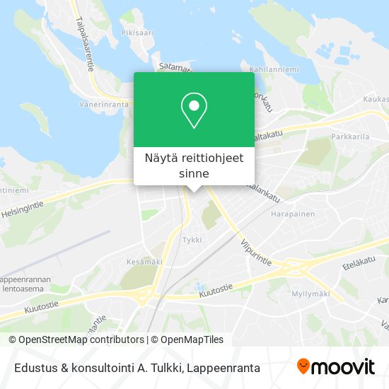 Edustus & konsultointi A. Tulkki kartta