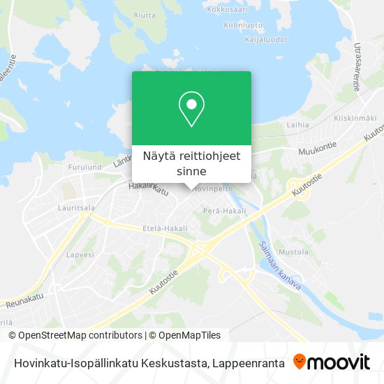 Hovinkatu-Isopällinkatu Keskustasta kartta