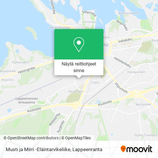 Musti ja Mirri -Eläintarvikeliike kartta