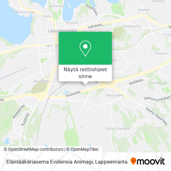 Eläinlääkäriasema Evidensia Animagi kartta