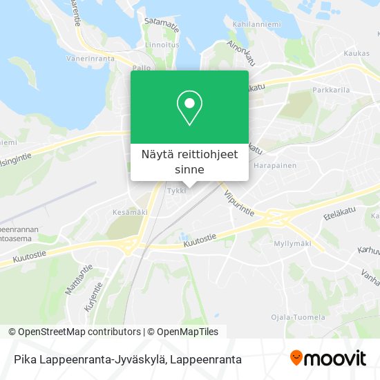 Pika Lappeenranta-Jyväskylä kartta