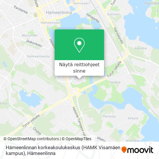 Hämeenlinnan korkeakoulukeskus (HAMK Visamäen kampus) kartta