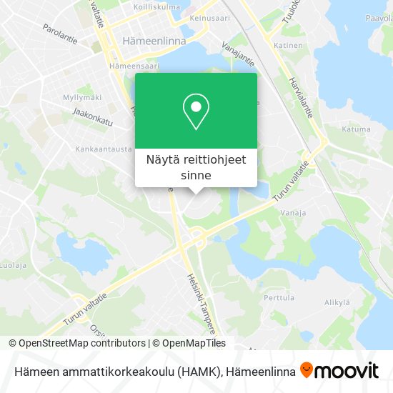 Hämeen ammattikorkeakoulu (HAMK) kartta