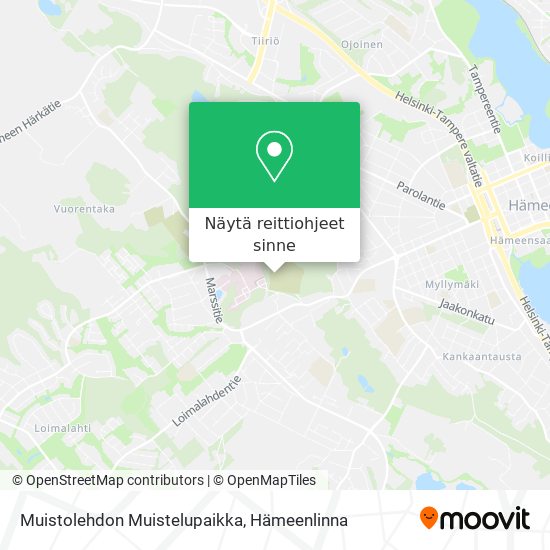 Muistolehdon Muistelupaikka kartta