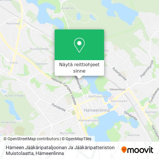 Hämeen Jääkäripataljoonan Ja Jääkäripatteriston Muistolaatta kartta