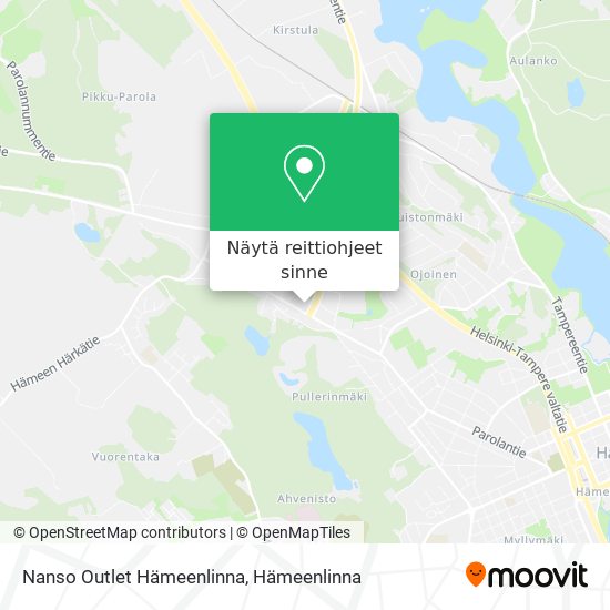 Nanso Outlet Hämeenlinna kartta