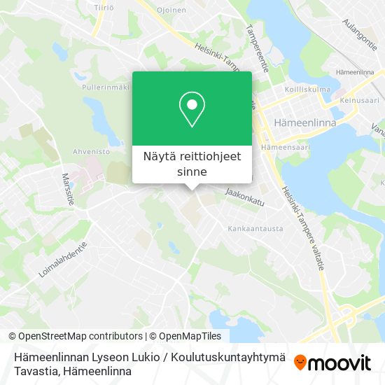 Hämeenlinnan Lyseon Lukio / Koulutuskuntayhtymä Tavastia kartta