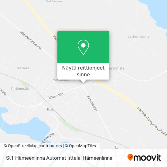St1 Hämeenlinna Automat Iittala kartta