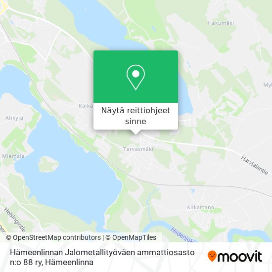 Hämeenlinnan Jalometallityöväen ammattiosasto n:o 88 ry kartta