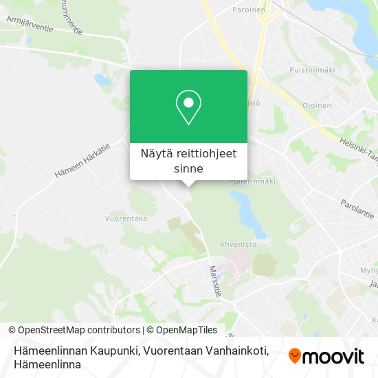 Hämeenlinnan Kaupunki, Vuorentaan Vanhainkoti kartta