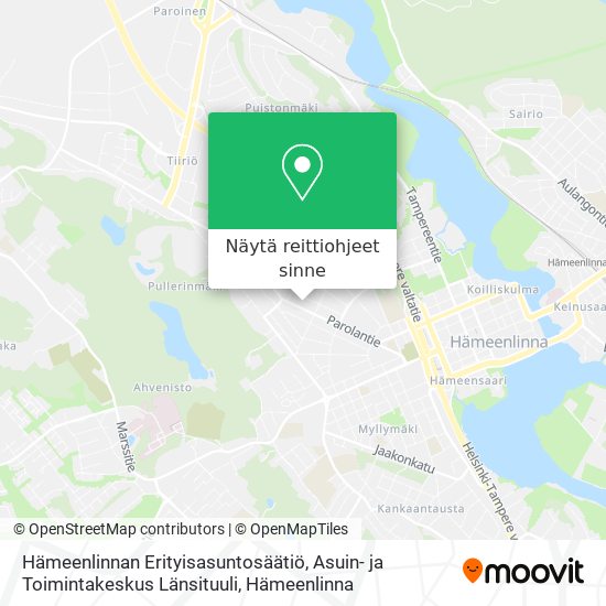 Hämeenlinnan Erityisasuntosäätiö, Asuin- ja Toimintakeskus Länsituuli kartta