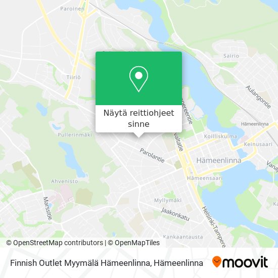 Finnish Outlet Myymälä Hämeenlinna kartta