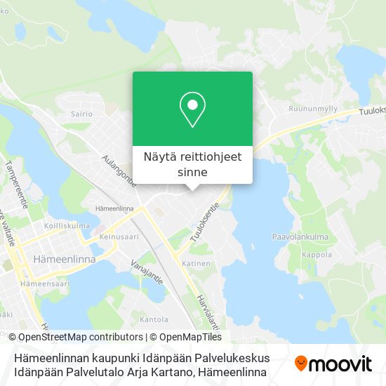 Hämeenlinnan kaupunki Idänpään Palvelukeskus Idänpään Palvelutalo Arja Kartano kartta