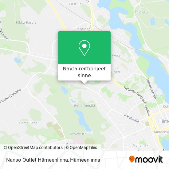 Nanso Outlet Hämeenlinna kartta