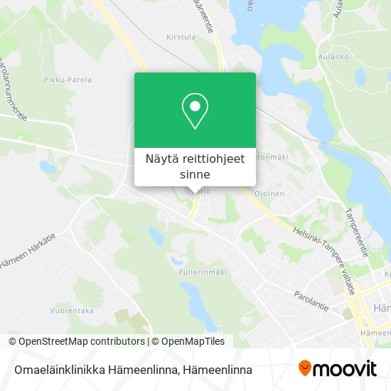 Omaeläinklinikka Hämeenlinna kartta