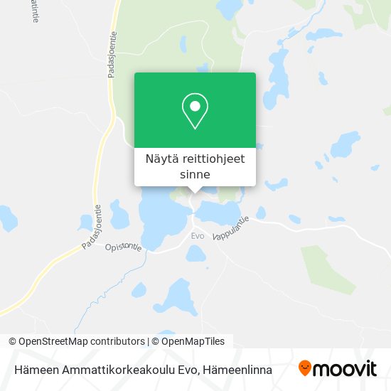 Hämeen Ammattikorkeakoulu Evo kartta