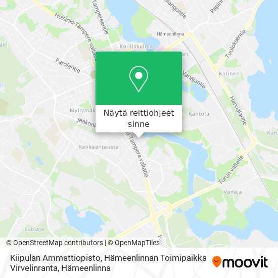 Kiipulan Ammattiopisto, Hämeenlinnan Toimipaikka Virvelinranta kartta
