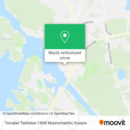 Toivalan Taistelun 1808 Muistomerkki kartta