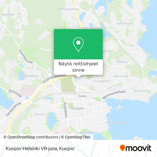 Kuopio-Helsinki VR-juna kartta